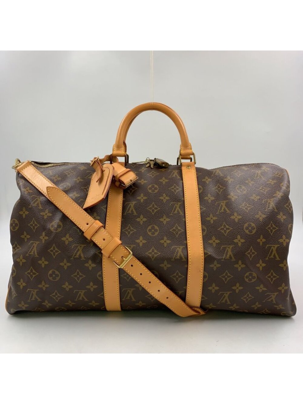 Louis Vuitton Keepall Bandouliere 50 Monogram Leather Brown Light Boston Bag